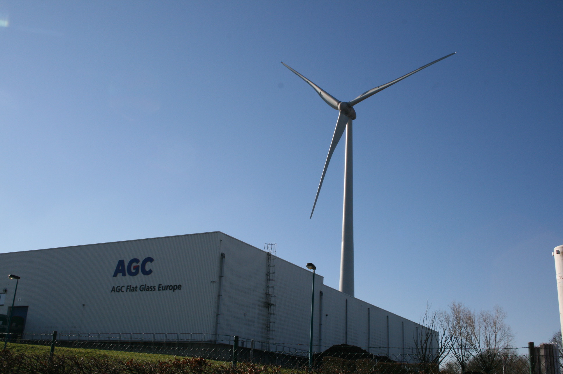 Wind turbine at AGC's Seneffe plant in Belgium
