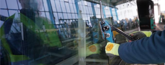 A glass worker at an AGC factory