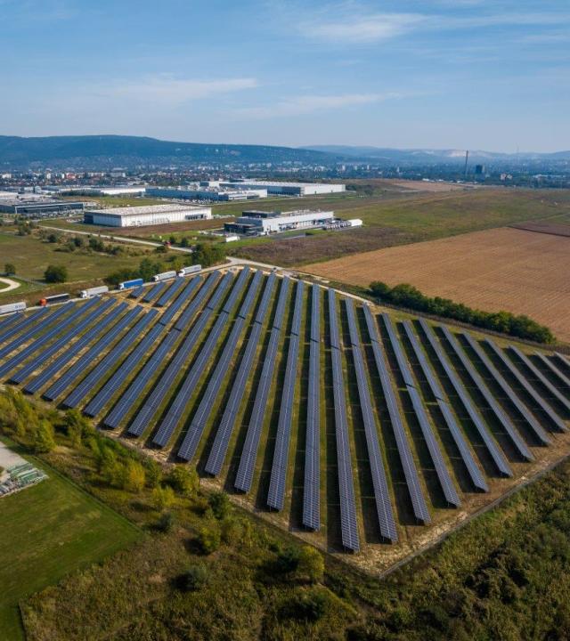 A solar facility operated by E.ON provides AGC Glass Hungary with a source of renewable energy