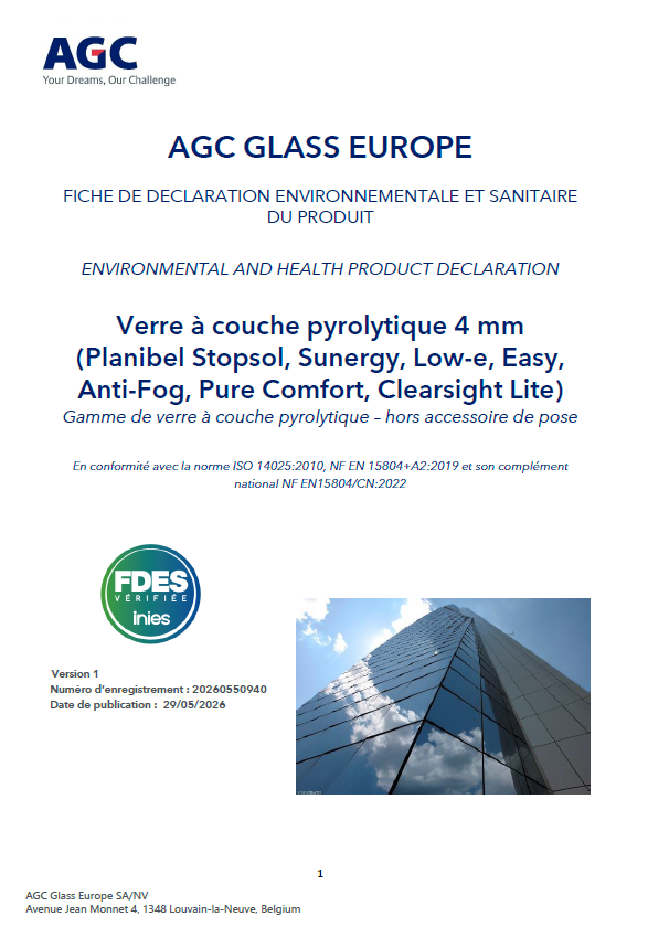 EPD AGC Pyrolitic coated glass