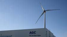 Construction of AGC's first on-site wind turbine in Seneffe (Belgium)